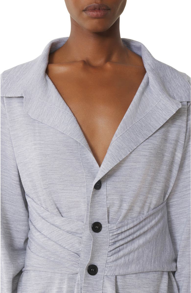 Lanvin Black Draped Wool Cardigan, Alternate, color, Light Grey