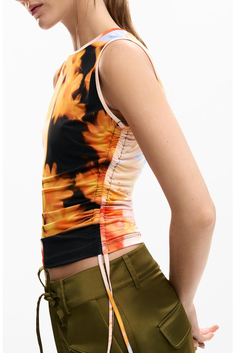 Abstract Floral Drawstring Tank, Alternate, color, YELLOW MULTI