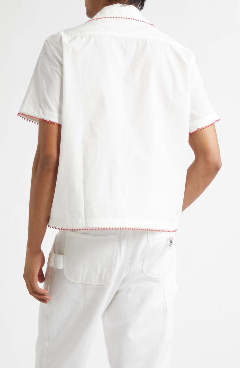 Bode Rebud Cotton Voile Camp Shirt, Alternate, color, White