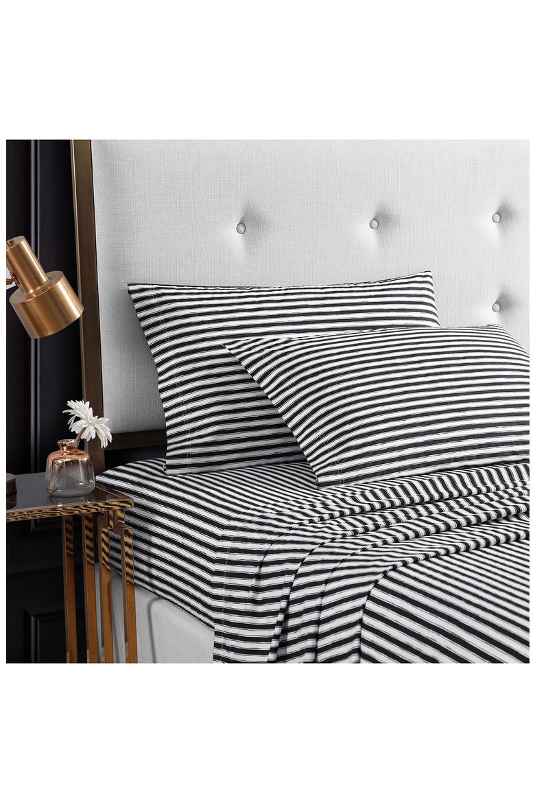 Sketchy Stripe 200 Thread Count Cotton Percale Sheet Set, Alternate, color, WHITE