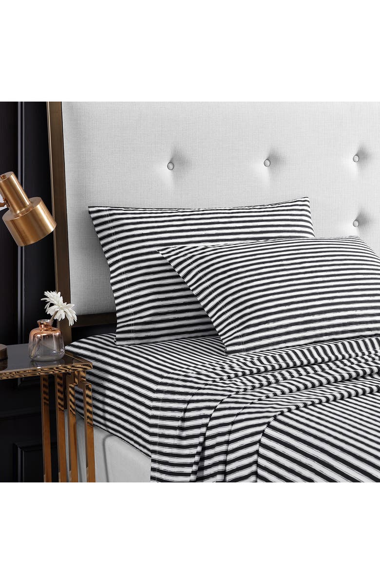 Betsey Johnson Sketchy Stripe 200 Thread Count Cotton Percale Sheet Set, Alternate, color, White
