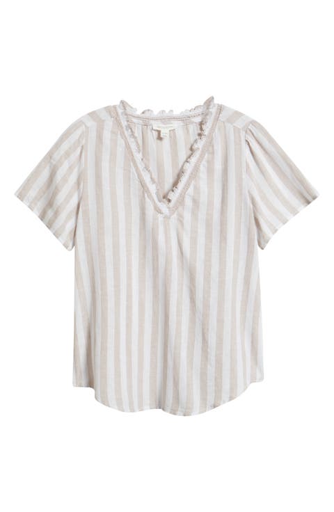 Bree Ruffle Linen & Cotton Top