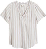 beachlunchlounge Bree Ruffle Linen & Cotton Top
