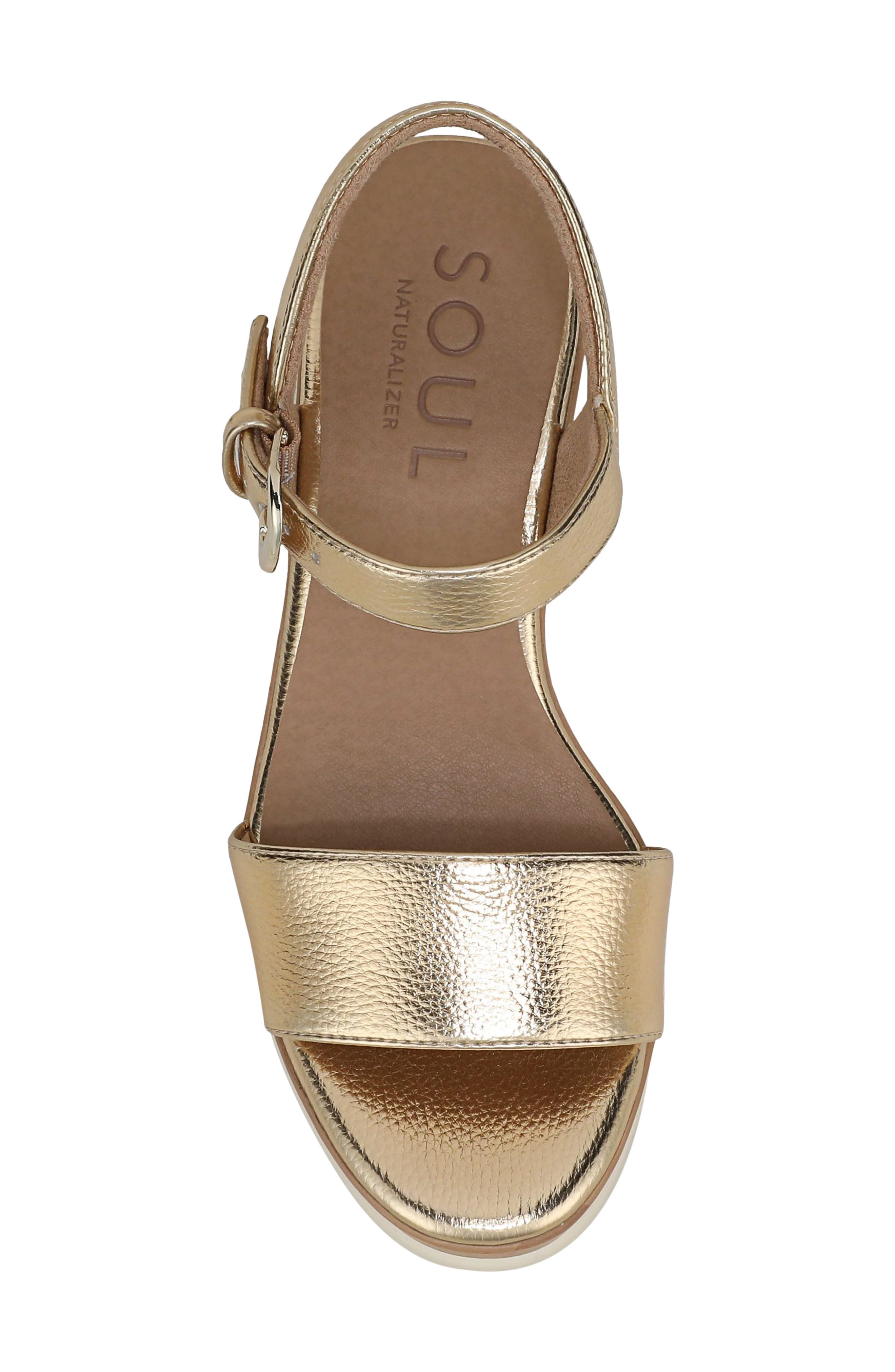 Naturalizer Graciela Wedge Sandal, Alternate, color, Dark Gold Faux Leather