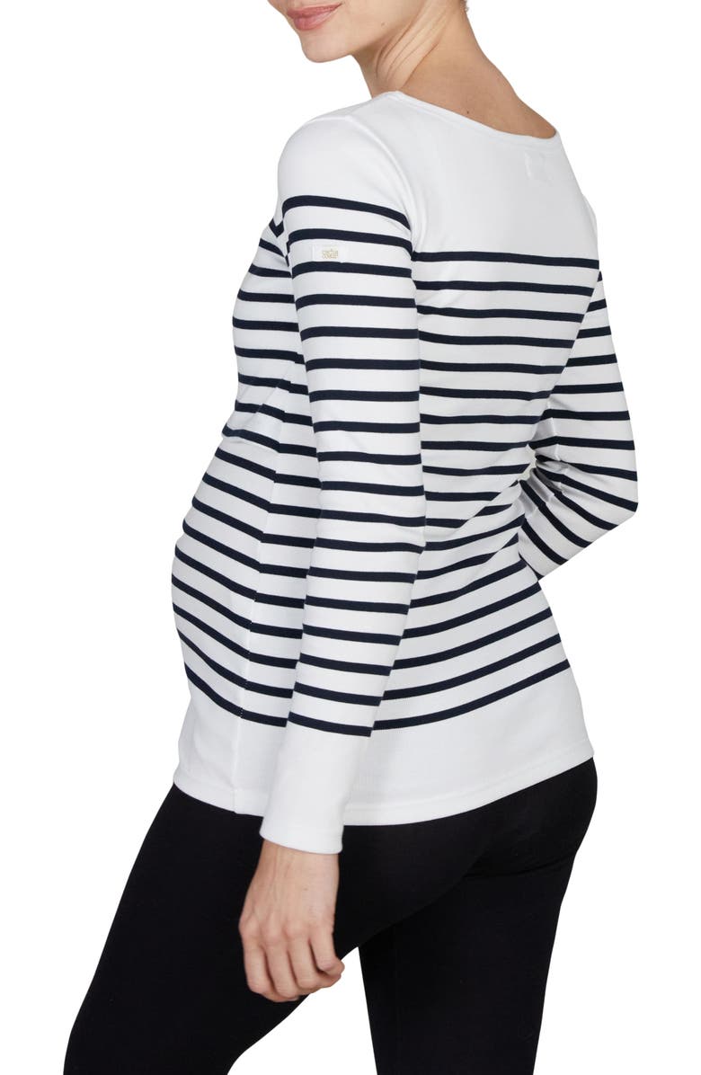 Cache Coeur Benodet Maternity and nursing sailor shirt, Alternate, color, White/Navy