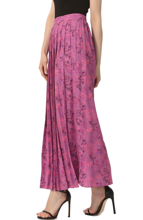 Kimi & Kai Print Box Pleat Maxi Skirt In Pink