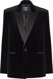 Balmain Velvet and satin 1-button blazer