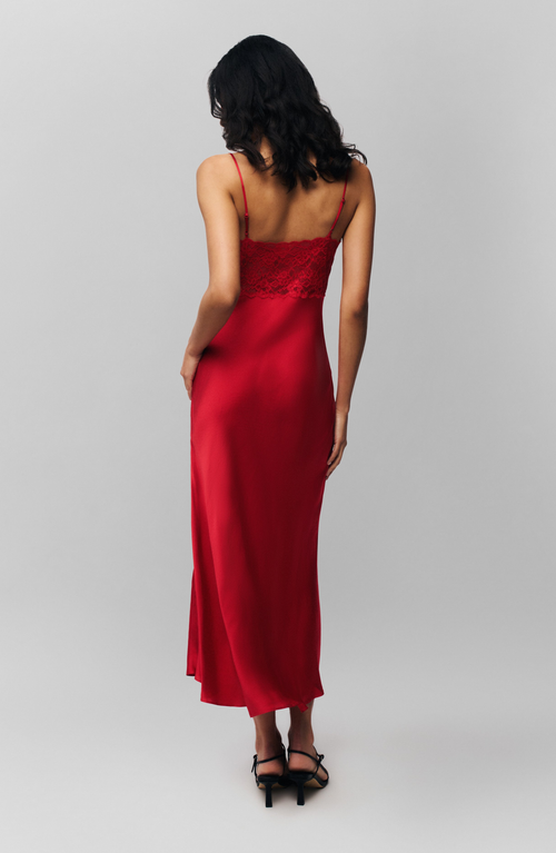 Guizio Nova Slip Midi Dress In Red
