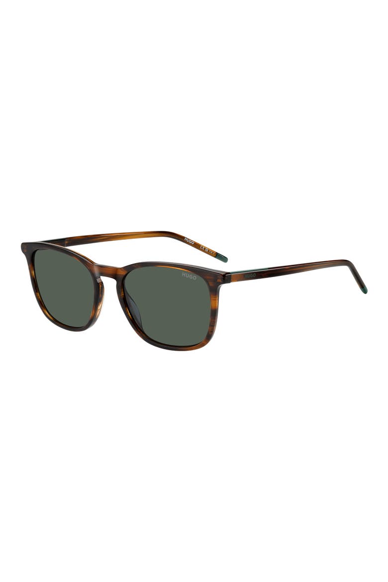 53mm Rectangular Sunglasses, Alternate, color, BROWN HORN/ GREEN