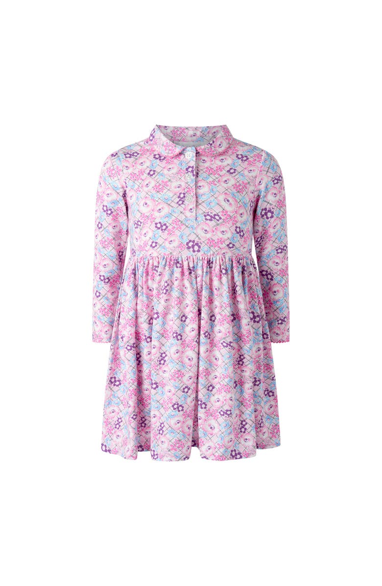 Rachel Riley Floral Check Jersey Dress, Main, color, Pink