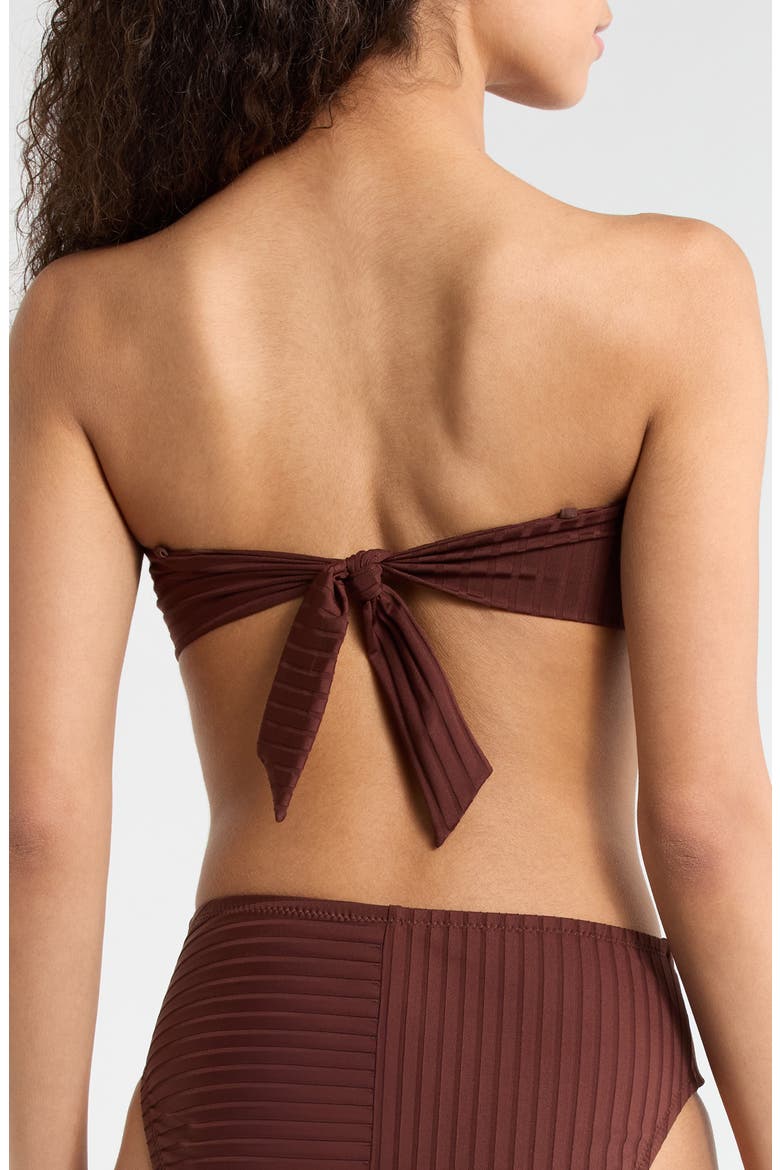 Bandeau Rib Bikini Top, Alternate, color, ESPRESSO