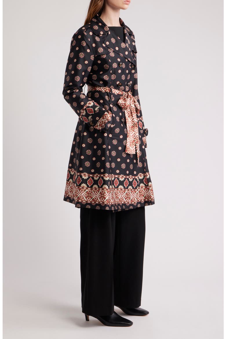 Emerson Print Belted Trench Coat, Alternate, color, CHARCOAL FOREST