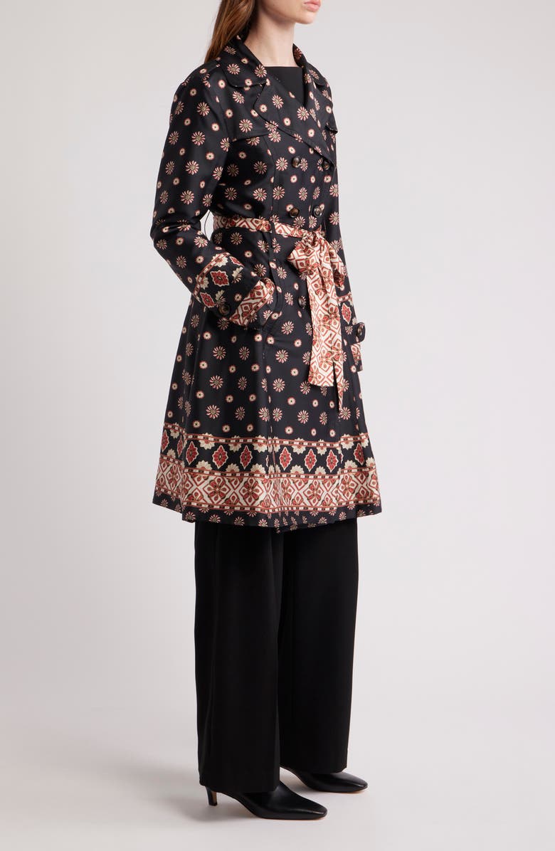 dRA Emerson Print Belted Trench Coat, Alternate, color, Charcoal Forest