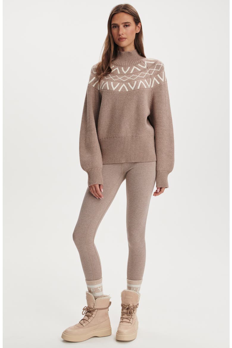 Marcie Fair Isle Mock Neck Sweater, Alternate, color, LIGHT TAUPE MARL