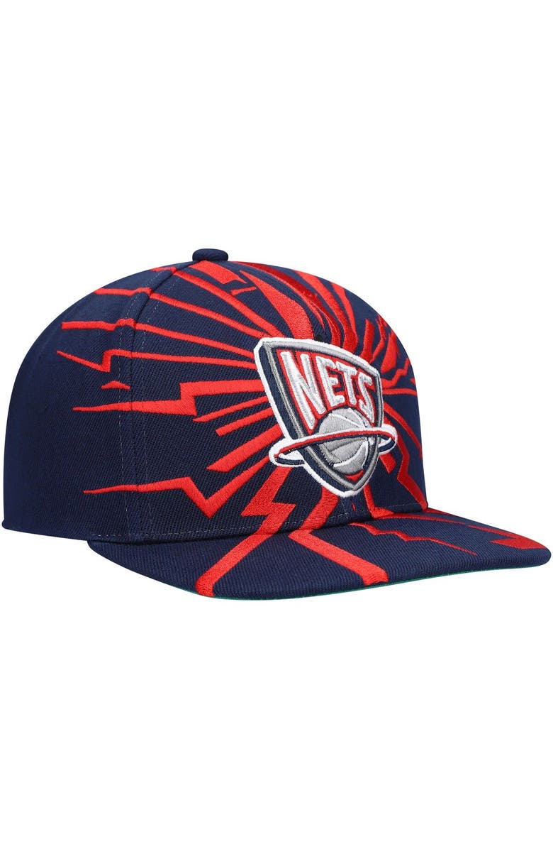 Mitchell & Ness Men's Mitchell & Ness Navy New Jersey Nets Hardwood Classics Earthquake Snapback Hat, Alternate, color, Navy