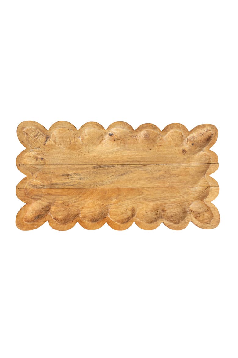 Scalloped Mango Wood Tray, Natural, Alternate, color, Natural