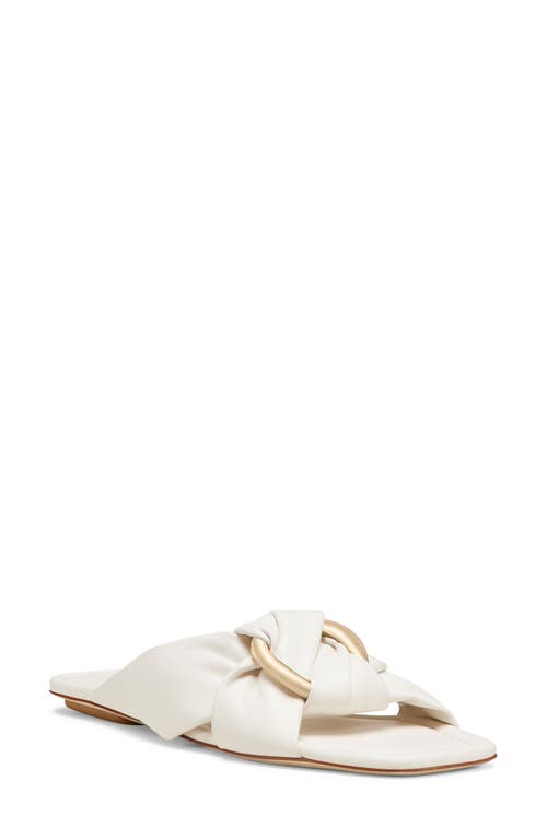 Stuart Weitzman Cece Twisted Leather Ring Slide Sandals In Cream.