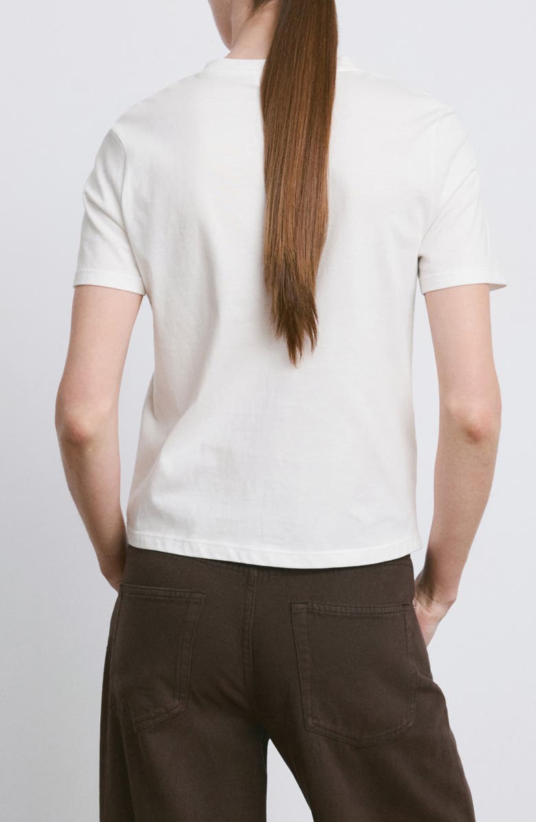 MANGO Embroidered Cotton T-Shirt, Alternate, color, Off White