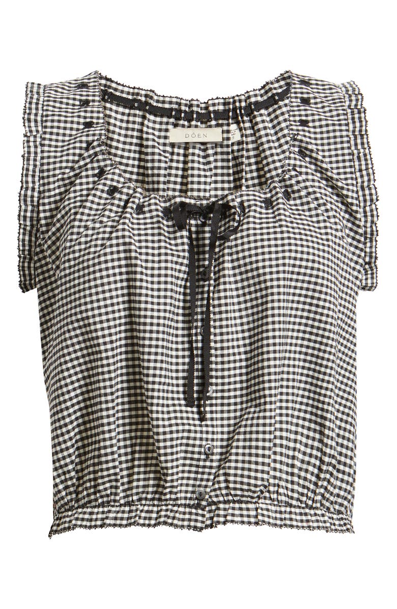 DÔEN Traveler Organic Cotton Gingham Top, Alternate, color, Noir La Maddalena Gingham