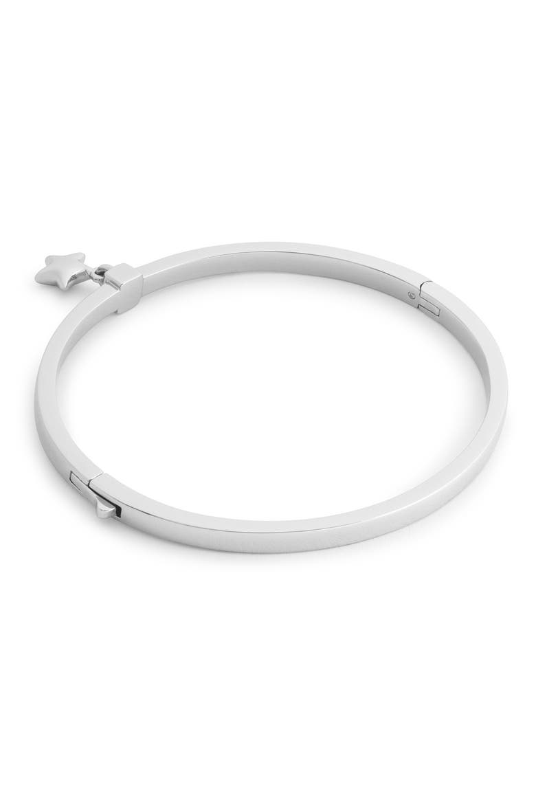 Star Charm Thin Hinge Bangle, Alternate, color, RHODIUM