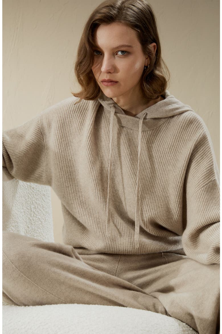 Women's Eshe 2-in-1 Cashmere Detachable Hoodie, Alternate, color, Beige