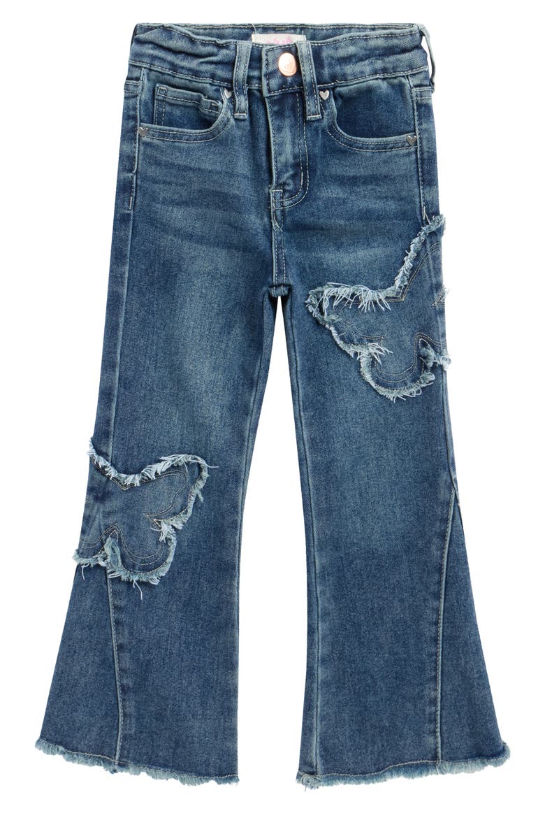 Kids' Gigi Butterfly Patch Flare Jeans, Main, color, TINT WASH
