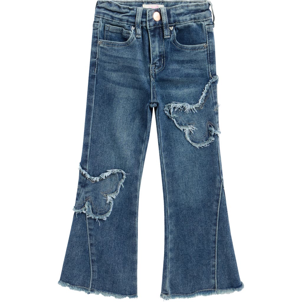 Ymi Kids' Gigi Butterfly Patch Flare Jeans In Blue