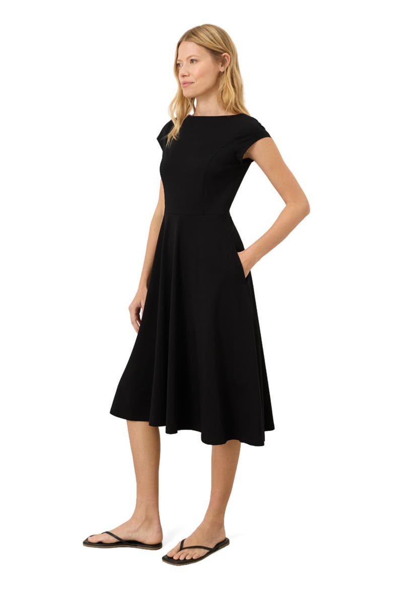 Fit & Flare Ballet Neck Dress Made With Organic Cotton, Alternate, color, Black
