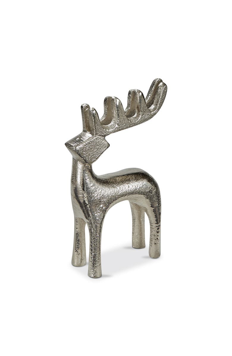 tag Small Silver Reindeer Silhouette Decorative Sculpture, Main, color, Metallic Silver