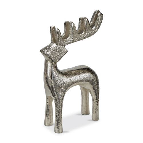 Tag Small Silver Reindeer Silhouette Decorative Sculpture In Silver