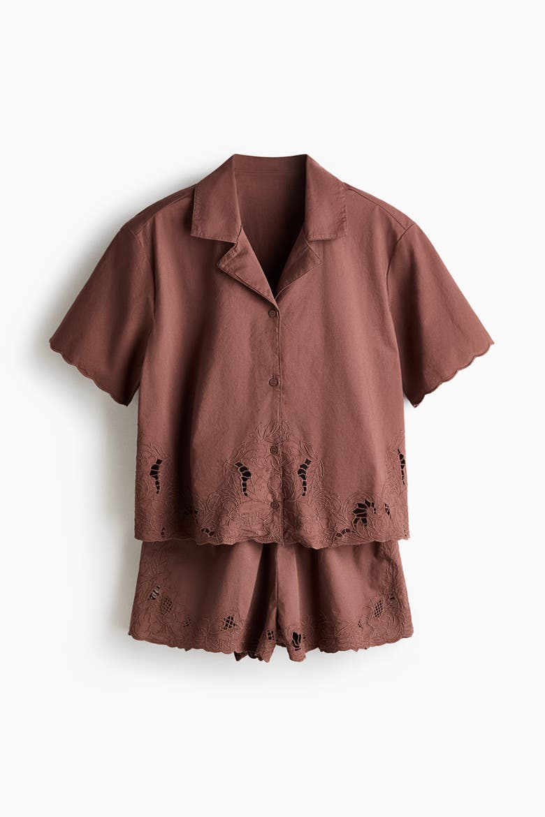 Broderie Anglaise Pyjamas, Main, color, Dusty red