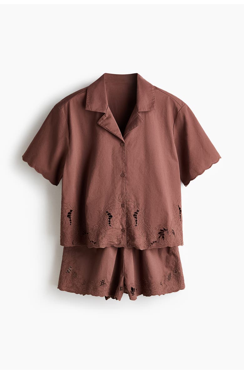 H&M Broderie Anglaise Pyjamas, Main, color, Dusty Red