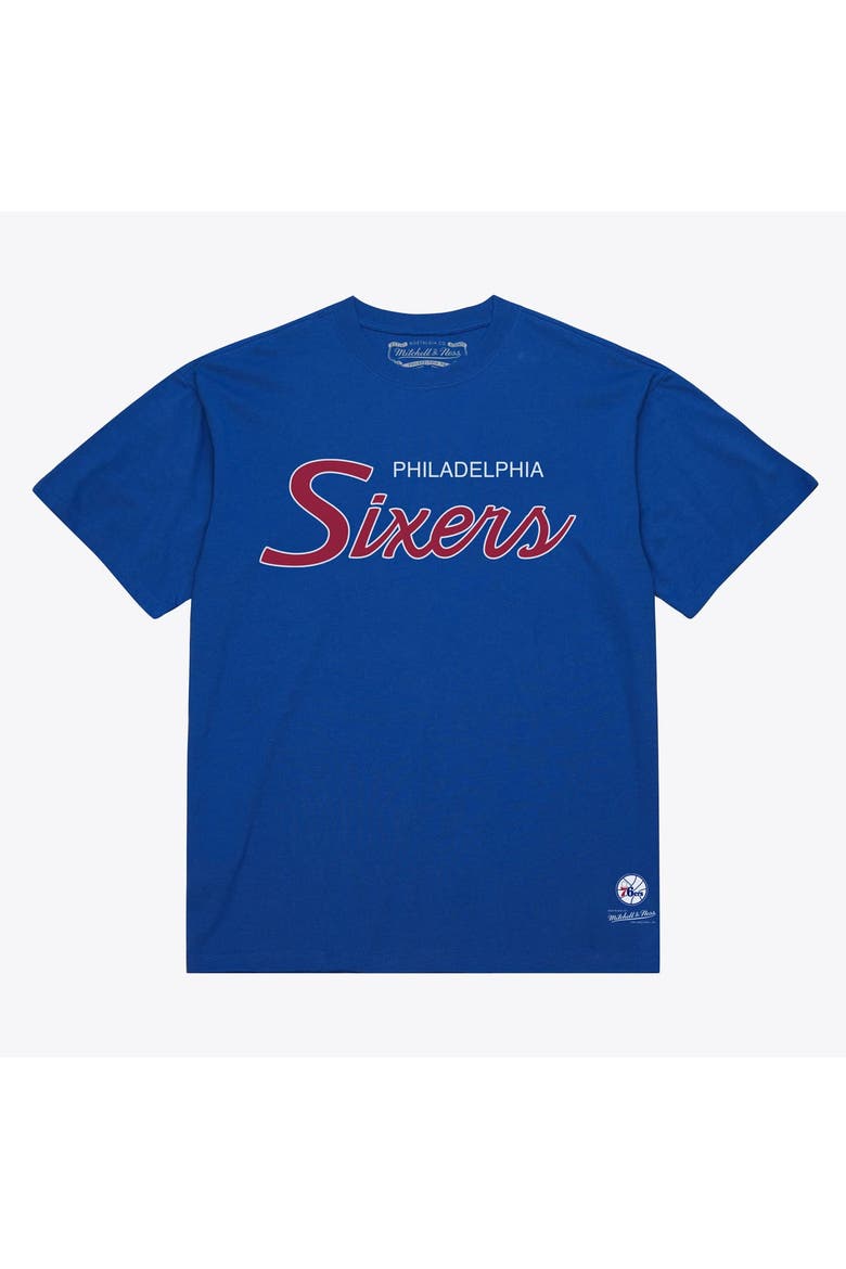 Men's Mitchell & Ness Royal Philadelphia 76ers Vintage Wordmark T-Shirt, Main, color, Royal