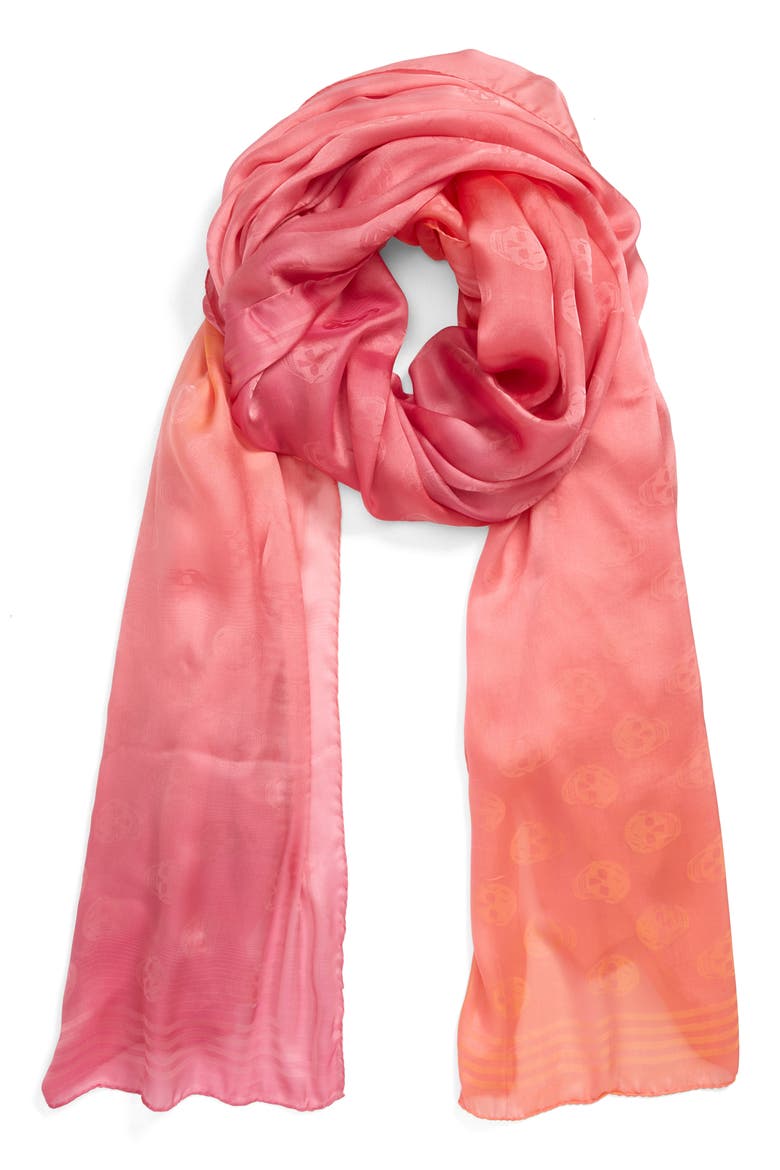 Alexander McQueen Biker Gradient Silk Shawl, Main, color, FUXIA/ PINK