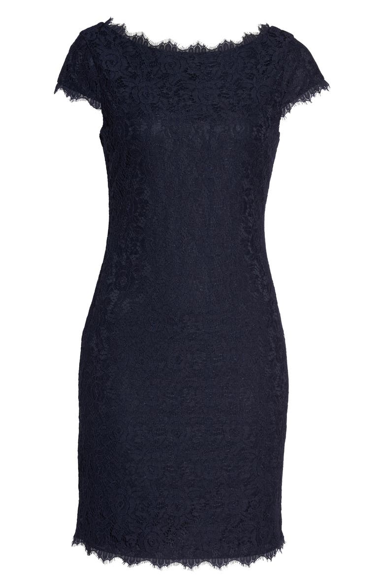 Eliza J Cap Sleeve Lace Sheath Dress, Alternate, color, 