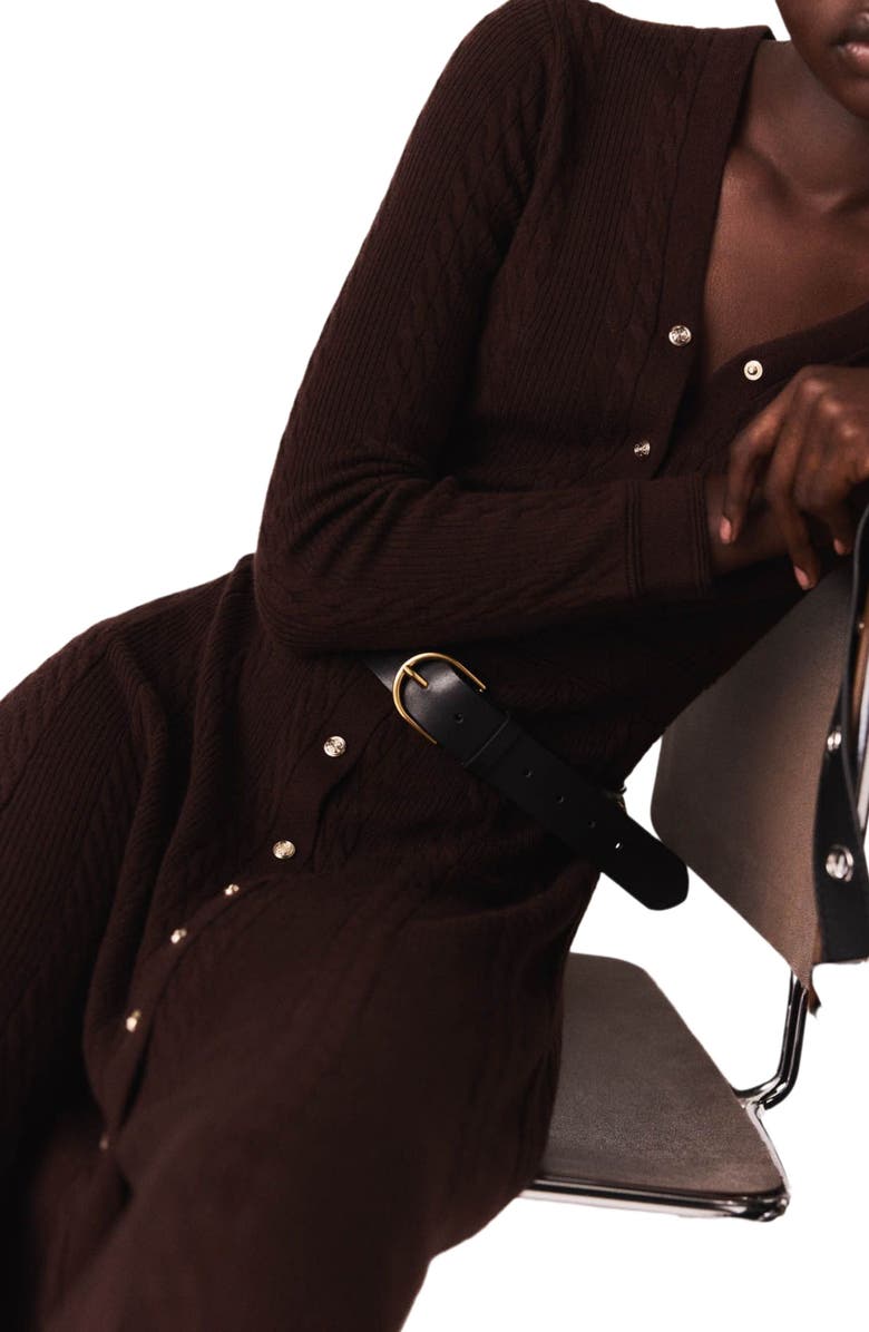 maje Knit maxi dress with buttons, Alternate, color, Brown