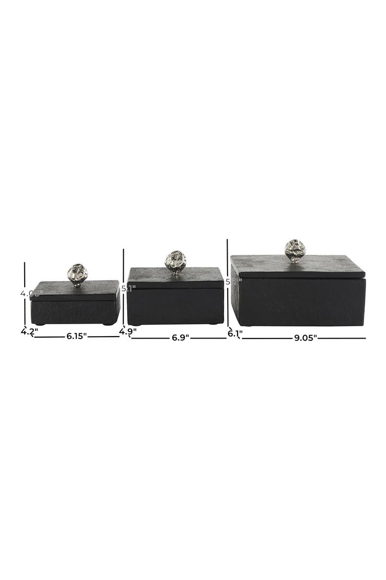 Contemporary Set of 3 Decorative Marble Boxes, Alternate, color, BLACK
