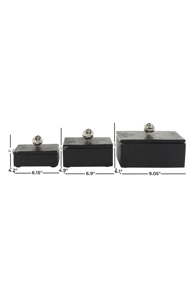 UMA Contemporary Set of 3 Decorative Marble Boxes, Alternate, color, Black