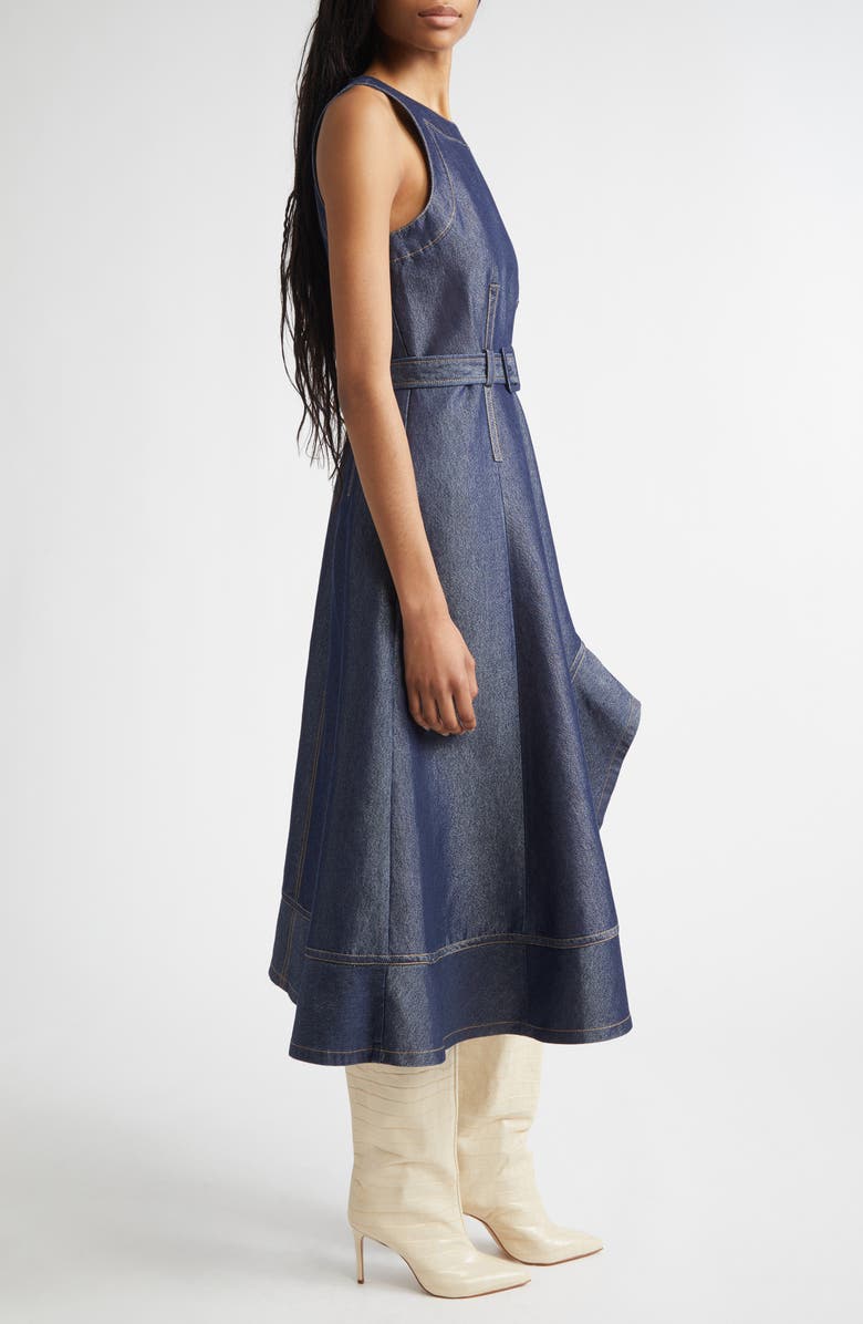 Cinq à Sept Zelda Sleeveless Belted Cotton Blend Denim Dress, Alternate, color, Minuit