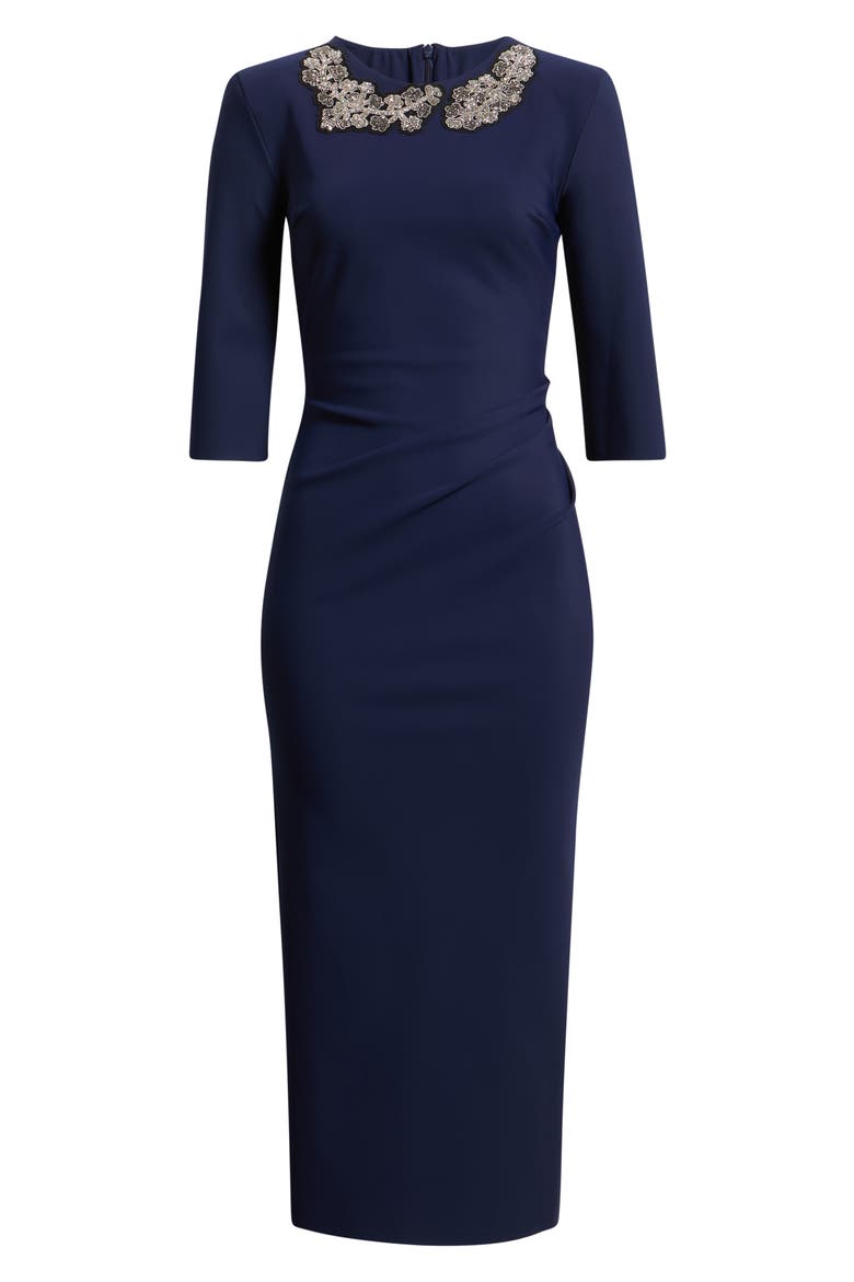 Shire Midi Dress, Alternate, color, BLU NOTTE