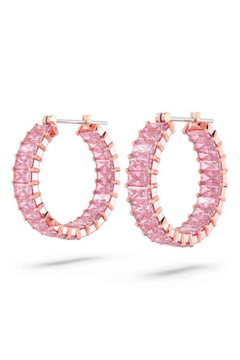 Matrix Hoop Earrings, Alternate, color, PINK
