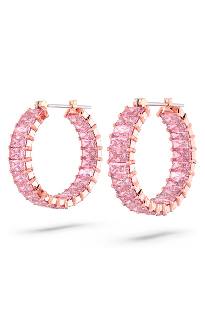 Swarovski Matrix Hoop Earrings, Alternate, color, Pink