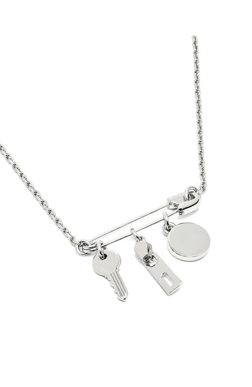 Marc Jacobs Button Charm Pendant Necklace In Metallic