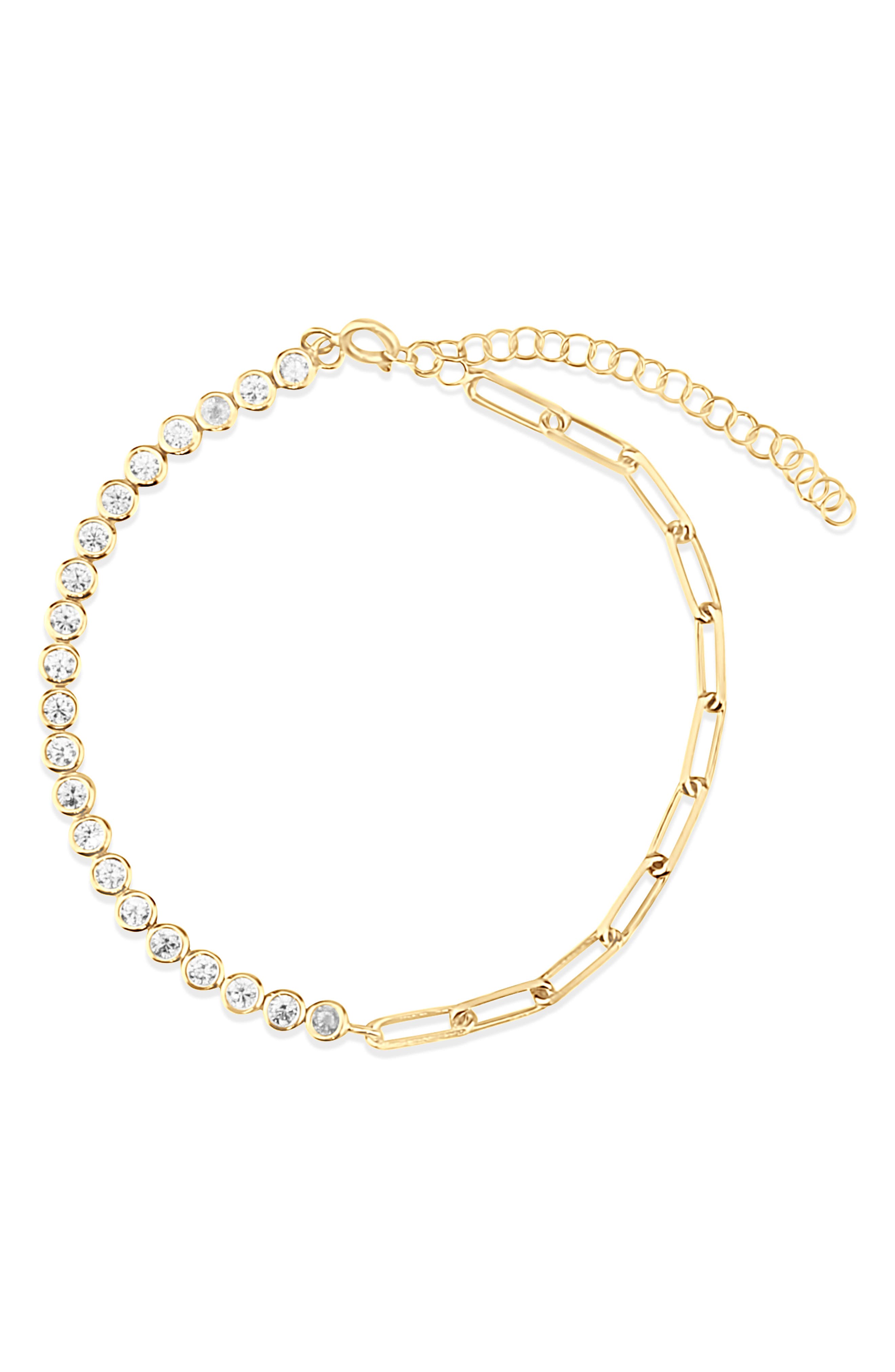 SHYMI Half Link Half Tennis Bracelet in Gold 