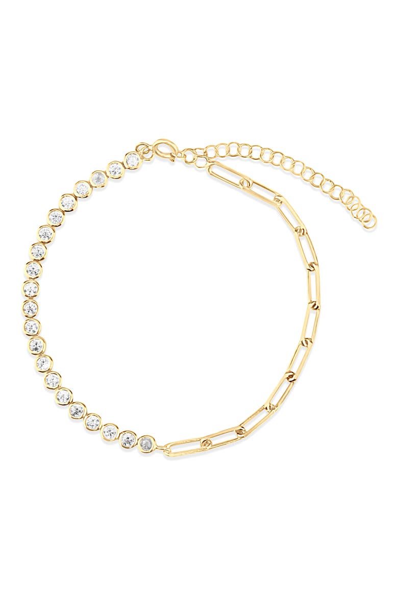 Half Link Half Tennis Bracelet, Main, color, GOLD