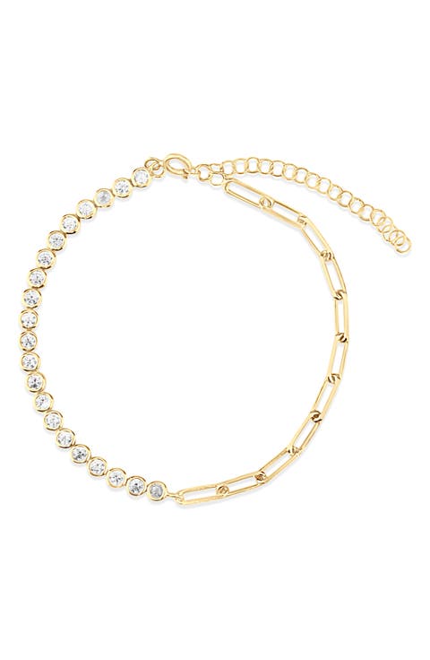 Half Link Half Tennis Bracelet