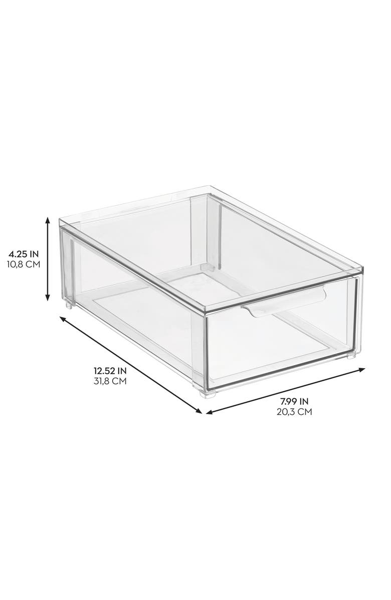 mDesign Stackable Pull-Out Sliding Storage Drawer - Set of 4 - Clear, Alternate, color, Clear