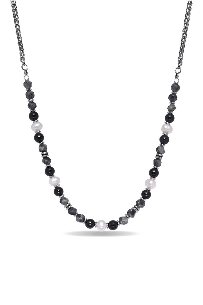 Jeremiah Agate Beaded Necklace, Main, color, SILVER