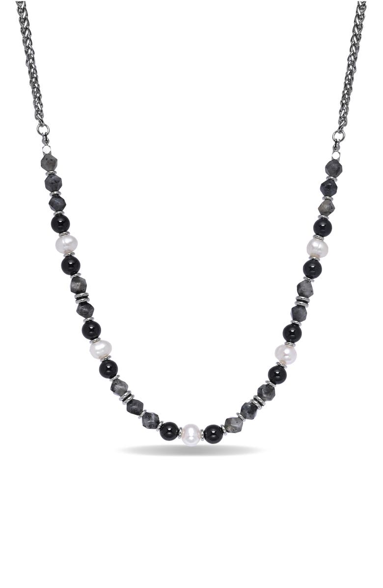 EYE CANDY LOS ANGELES Jeremiah Agate Beaded Necklace, Main, color, Silver