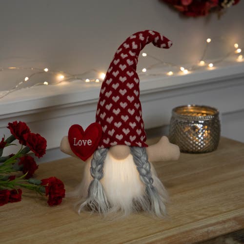 Northlight Led Lighted Girl Valentine's Day Gnome With Love Heart In Red